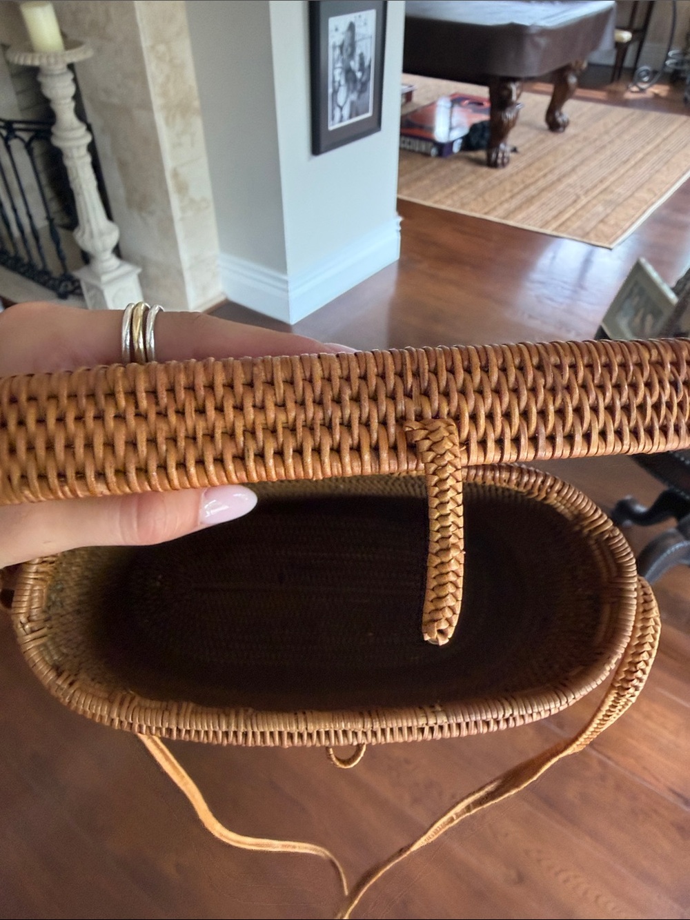 Woven Straw Crossbody Bag in Tan - Picture 3 of 5